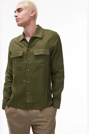 MANGO Premium linen shacket in pale