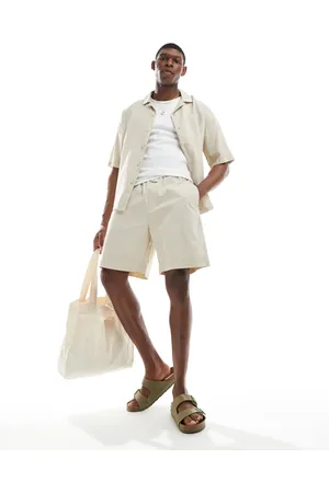Pull&Bear Linen blend shorts in sand