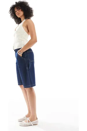 Pull&Bear Longline carpenter denim jorts in dark