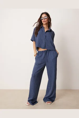 JDY Wide leg pants in dark stripes - part of a set
