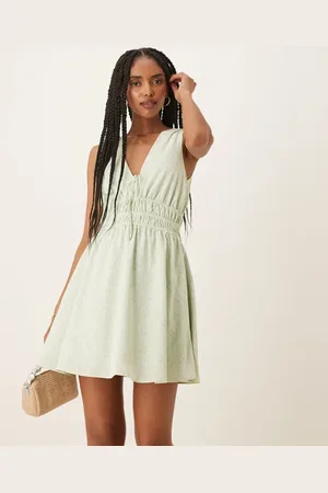 Glamorous Ruched strap mini dress in ditsy floral