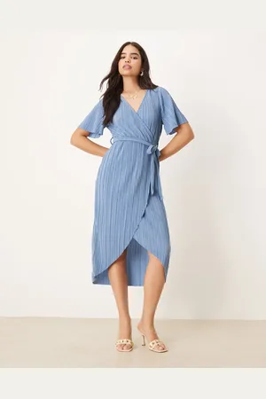 Y.A.S Plisse wrap midi dress in