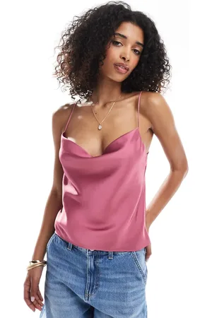 Stradivarius Satin cami top in raspberry
