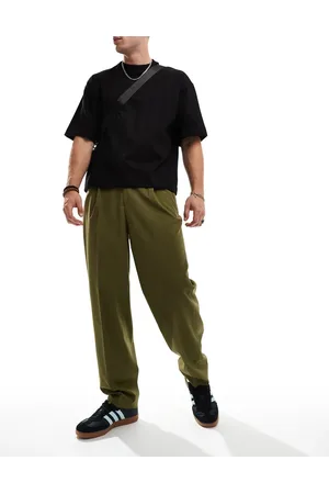 ASOS Smart oversized tapered pants in with half elastic waist