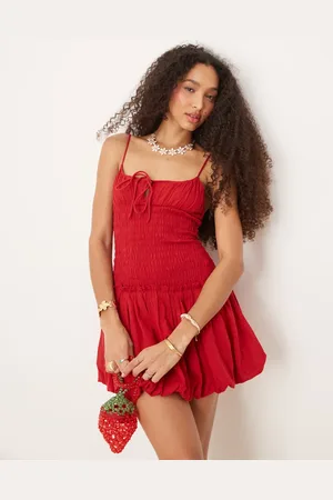 Stradivarius STR ruched bubble hem mini dress in