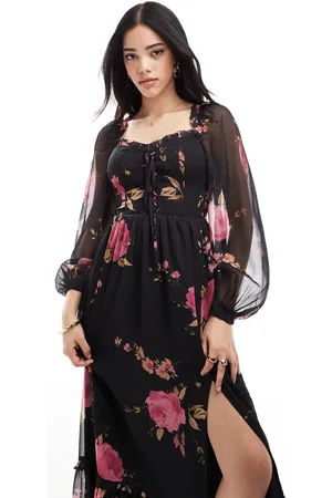 Miss Selfridge Corset detail maxi dress in rose print