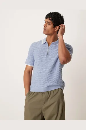 Abercrombie & Fitch Knit half zip polo top with contrast binding in