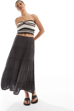 Pull&Bear Tiered maxi skirt in