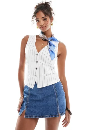 Pull&Bear Denim vest in pinstripe