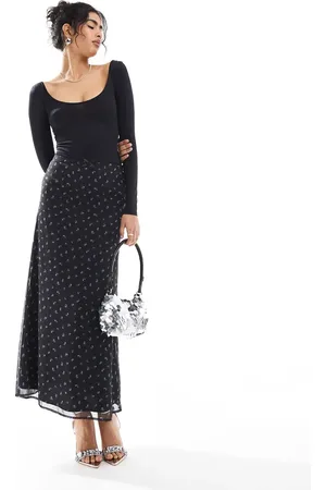 Miss Selfridge Bias skirt maxi skirt in floral print