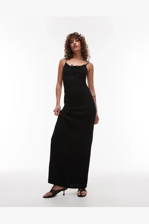 Topshop Crinkle tie front cami maxi dress in