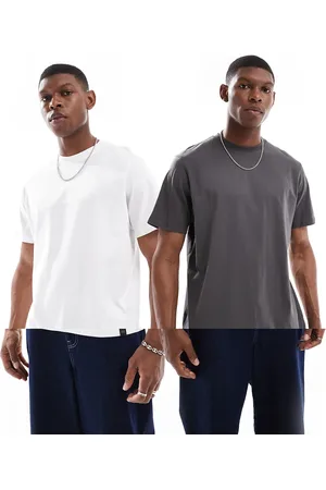 Pull&Bear 2 pack t-shirts in charcoal and white