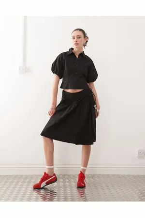 COLLUSION Drop waist poplin skirt in black - part of a set