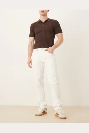 MANGO Tapered fit jeans in ecru