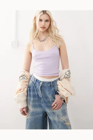 COLLUSION Ribbed cropped cami top in lilac