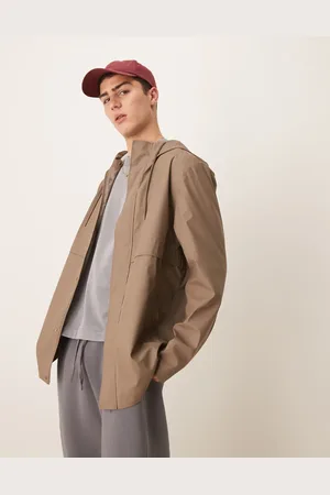 ASOS Rubberized rain jacket in mushroom
