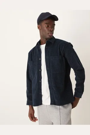 SELECTED Cord overshirt in pin stripe