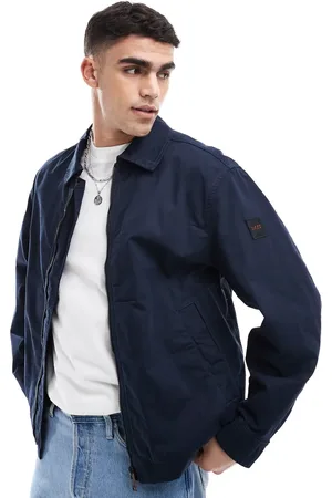 HUGO BOSS Ocrush-D box logo sleeve relaxed fit cotton harrington jacket in