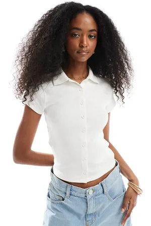 Miss Selfridge Button through polo top in