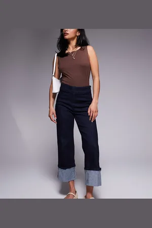 River Island Slim turn-up jeans in dark wash