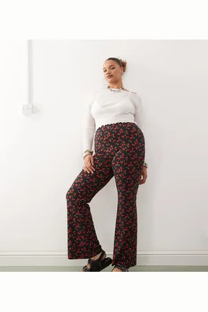 Noisy May Flare pants in cherry print