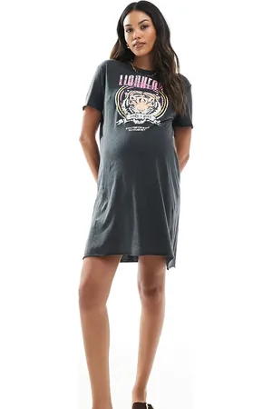 ONLY Tiger print t-shirt mini dress in dark
