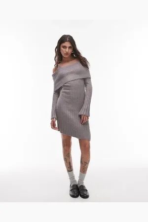 House of Sunny Ribbed asymmetric dress in school
