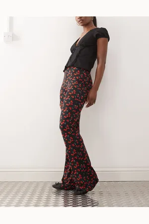 Noisy May Flare pants in cherry print