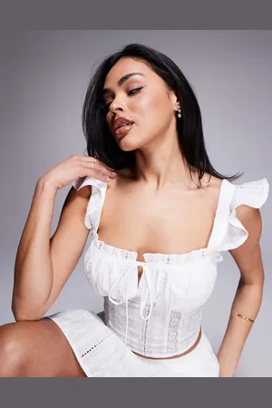 Love Triangle Broderie milkmaid crop top in - part of a set