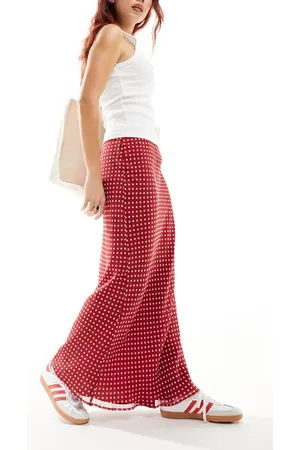 ASOS Chiffon bias maxi skirt in red spot print