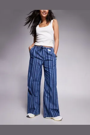 ASOS Weekend Collective jeans in lightweight pinstripe denim