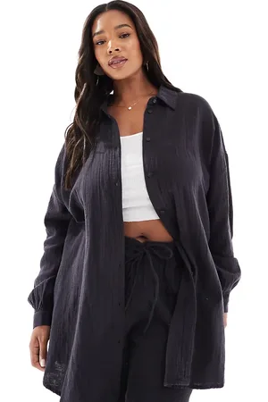 ONLY Long sleeve cheesecloth shirt in charcoal - part of a set
