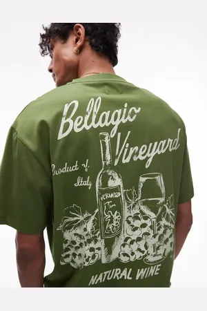 Topman Oversized fit T-shirt with front and back vineyard print in