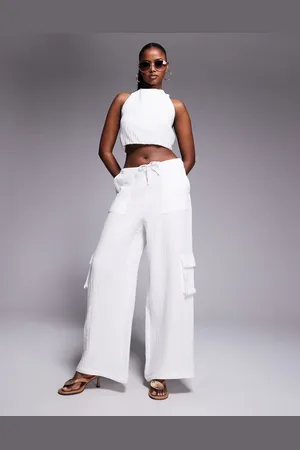 Aria Cove Linen blend drawstring tie waist beach pants in - part of a set