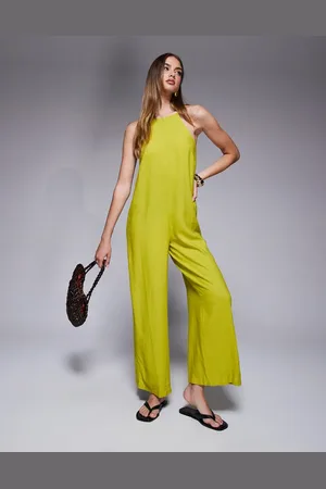River Island Linen blend jumpsuit in lime