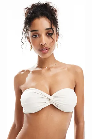 Miss Selfridge Mix and match twist bandeau bikini top in cream