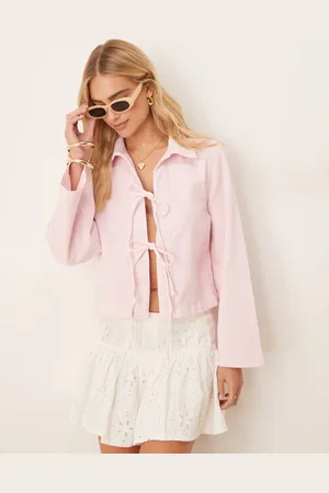 Gina Tricot Wide sleeves front tie denim shirt in