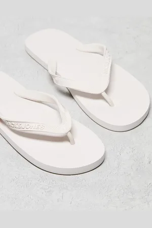JACK & JONES Logo flip flops in off white
