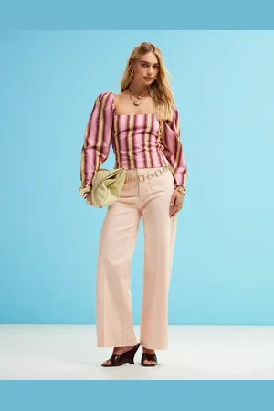 ASOS Cropped clean wide leg jeans with front pockets in apricot