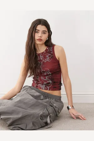 Minga London lost grunge print tank top with grommets in