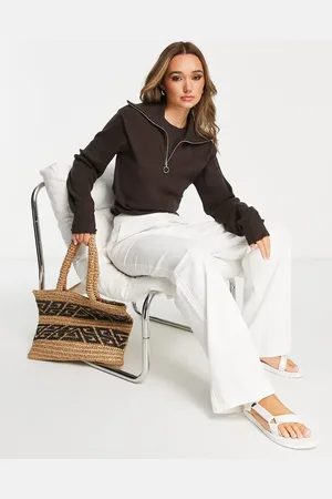NA-KD Half zip cropped sweater in