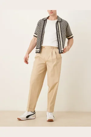 ASOS Oversized tapered cotton chino dress pants in stone