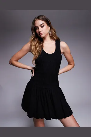 River Island Bubble hem linen blend mini dress in