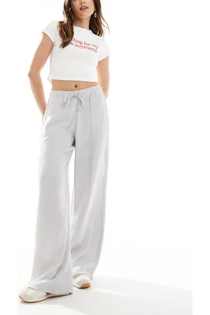 Stradivarius Linen look pull on crinkle pants in light