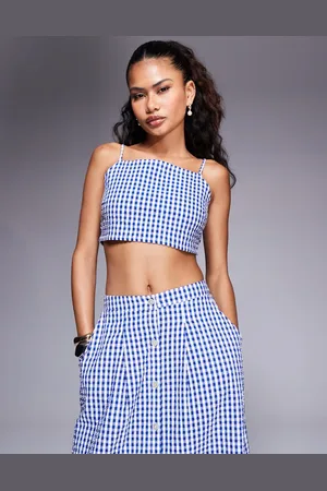 River Island Ruched gingham bralette top in - part of a set