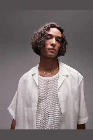 Topman Short sleeve relaxed sheer shirt in cream