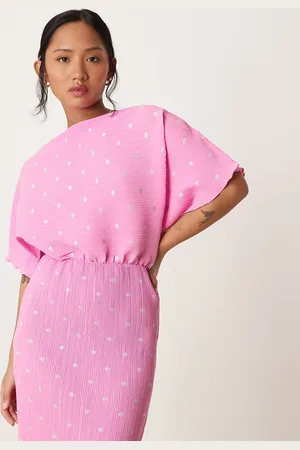 Never Fully Dressed Petite Tilly off-shoulder plisse maxi dress in