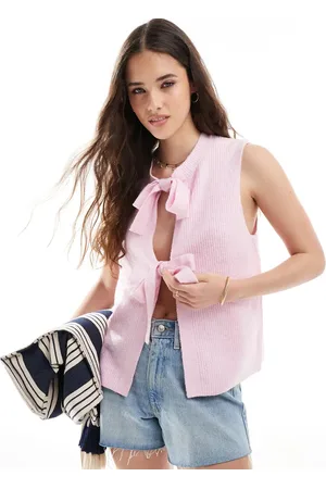 Pieces® Tie front knit top in light