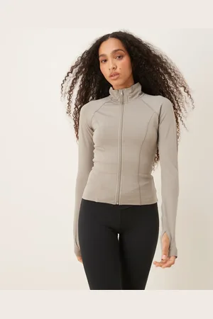 Gina Tricot Soft Touch sports seamless zip up jacket in olive