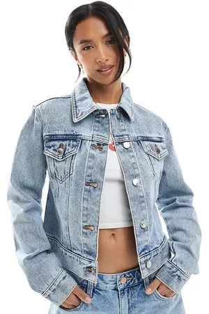 Miss Selfridge Denim girlfriend jacket in light wash